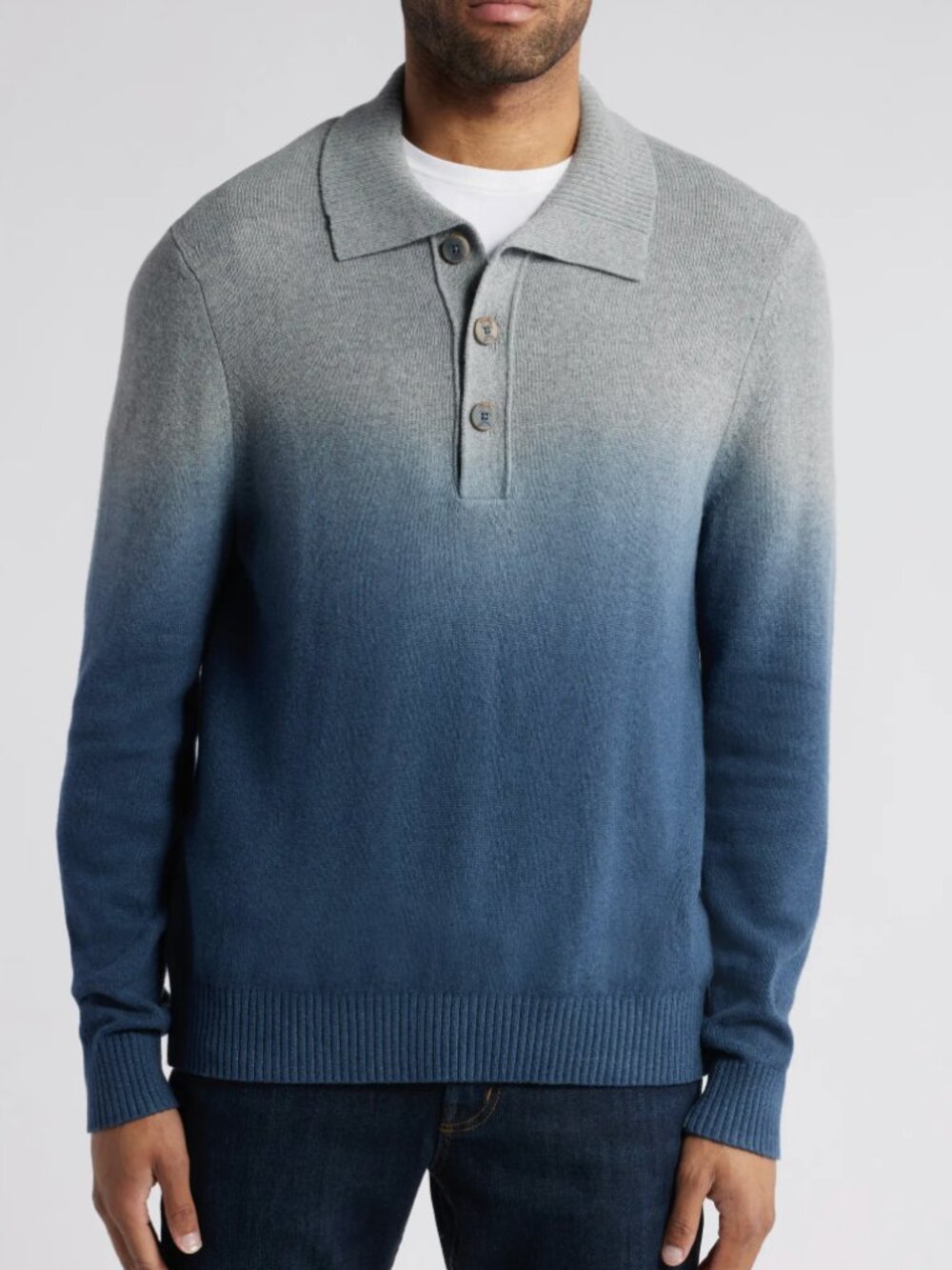 Tommy Bahama Men's | Merino Wool Organic Cotton Ombre Dip Dye Polo Sweaterc XL